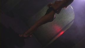 Pretty blonde in light blue outfit was proposed to test new sexmachine