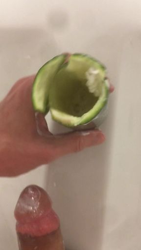 Fucking a pussy farting zucchini and cumming inside