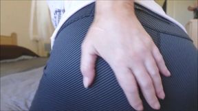 Anal Play &amp; Ass Spreading with Close up Bum Winking with Yoga Pants Pulled Down