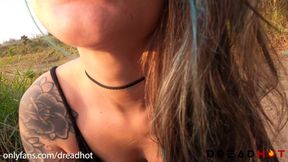 Latin dread hot teen with a big ass teams up with an amateur in a public
