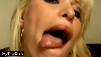 The perfect blonde gives the perfect blowjob to the smallest dick