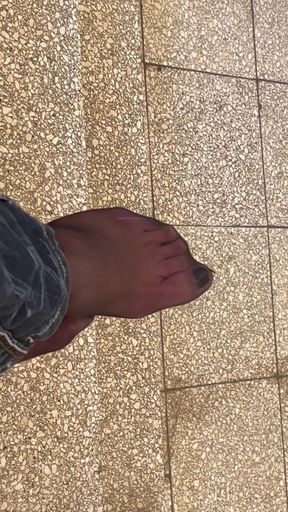 My nylon feet in the stairwell