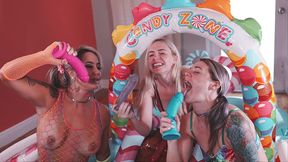 candy loving sluts play with their gaping assholes and pussies