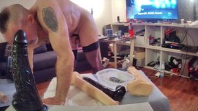riding big dildo in stocking