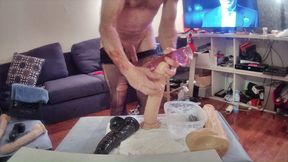 riding big dildo in stocking