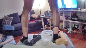 riding big dildo in stocking