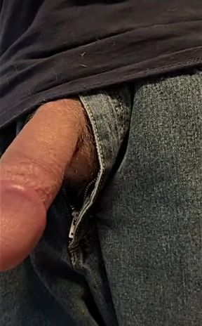hard cock pulled out of jeans for you