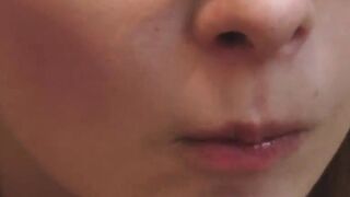 Stepmom with glasses helps with a blowjob
