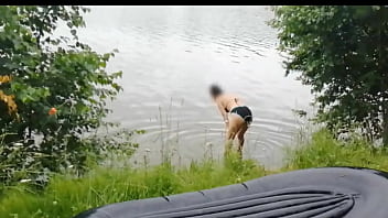 Mommy's Big Feet Seduce Amateur Guy at Camp