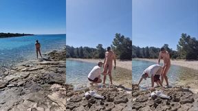 hiker catches a guy getting naked on a beach and he gets his ass fucked by him