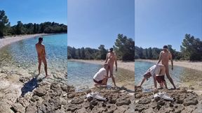 hiker catches a guy getting naked on a beach and he gets his ass fucked by him