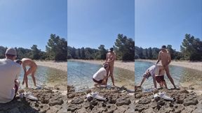 hiker catches a guy getting naked on a beach and he gets his ass fucked by him