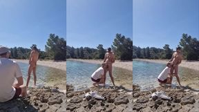 hiker catches a guy getting naked on a beach and he gets his ass fucked by him