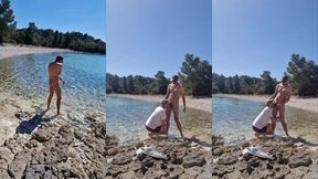 hiker catches a guy getting naked on a beach and he gets his ass fucked by him