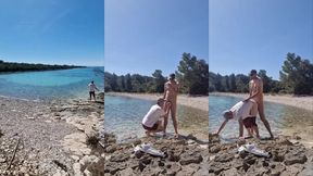 hiker catches a guy getting naked on a beach and he gets his ass fucked by him