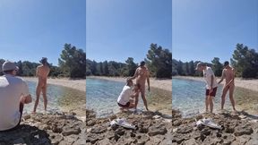hiker catches a guy getting naked on a beach and he gets his ass fucked by him
