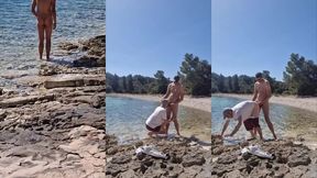 hiker catches a guy getting naked on a beach and he gets his ass fucked by him