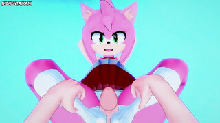 Amy Rose from Sonic Gives You A Footjob Hentai POV