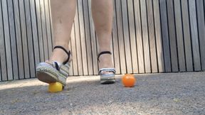 Toy ball crush with platform wedge sandals