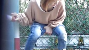 Dark corner piss fetish with a dark-haired Japanese babe