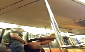 Military muscle guy fucking a horny black dude in a subway train