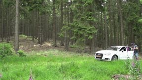 Stunning blonde with big boobs gets fucked hard outdoor