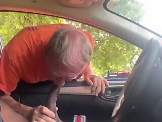 Cruising old man catches me stroking my big cock!!