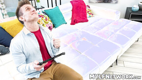 Horny Eliza Rae got ravaged after teasing her stepson Oliver Faze while playing