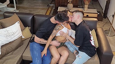 We had a threesome with our best friend and double-penetrated her.