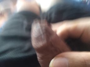 Man passionately masturbates his enormous penis