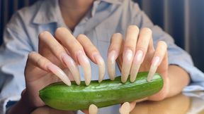 #144 - Long natural nails cucumber tease