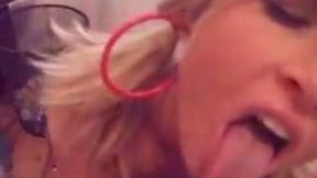 Insatiable blonde licks my dick like sweet lolly pop