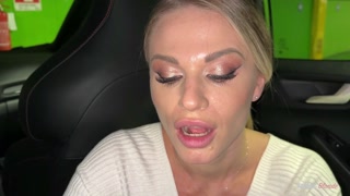 Blowjob with cumshot in public parking lot - slutwife