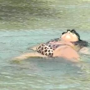 Naughty German woman eating warm cum on the beach