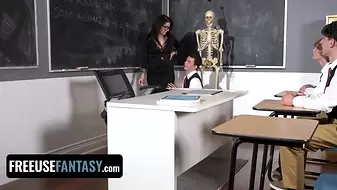 Curvy Teacher Valentina Nappi Gets Fucked By Three Students In A Classroom - Hot Fantasy
