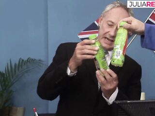 Hawt beauties ride giant dicks after deepthroat oral job to cumshots