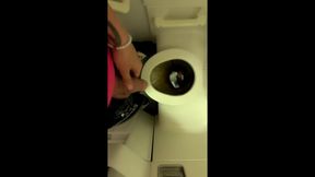 Teen Piss on the Airplane Toilet - Thick Soft Uncut Cock