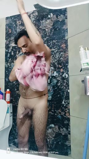 Enjoy morning bath and excercise with stepdaddy nude position