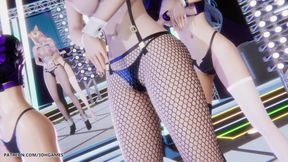 Red Velvet - Russian Roulette Ahri Evelynn Akali Sexy Striptease League of Legends Hentai Uncensored 4K 60fps