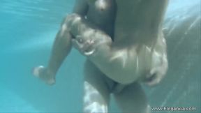Outdoor oiled massage action with Asian babe