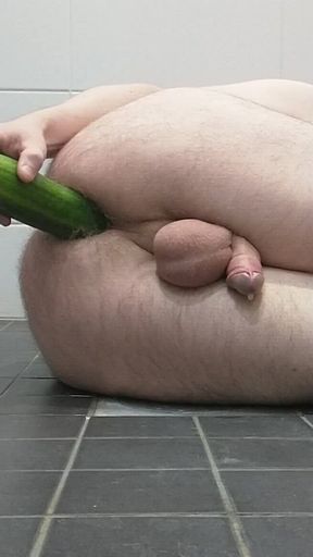 Anal play with cucumber and zucchini with cum at the end