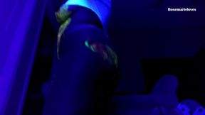 Hot MILF Glow in the Dark Lactating Tits Sprays and Rubbing My Pussy