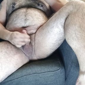 Hairy Bear Masturbating and Tasting My Own Cum