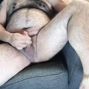 Hairy Bear Masturbating and Tasting My Own Cum