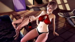 horny girl loves riding ladyboy dick by the pool