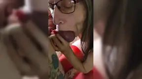 Goode Girl Ties, Licks and Sucks Hubby's Cock and Balls and Fucks Herself