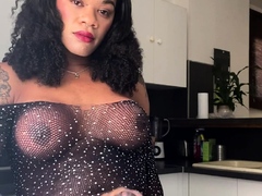 Sexy Shemale With Big Tits Jerking Her Huge Cock Off