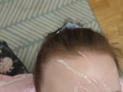 Blowjob Facial Compilation - Slutty girlfriend sucks big cock and get huge cumshots on her face