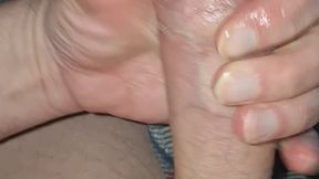 True Cannon strokes his girthy, uncut cock until his one testicle explodes hot cum all over his stomach