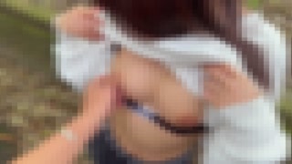 【Personal shooting】Outdoor sex with a busty beauty in a busy place / Personal shooting / Smartphone shot / Gonzo / / swallow / Back / Raw / Raw / Japan big / Beautiful breasts / Fair-skinned gal